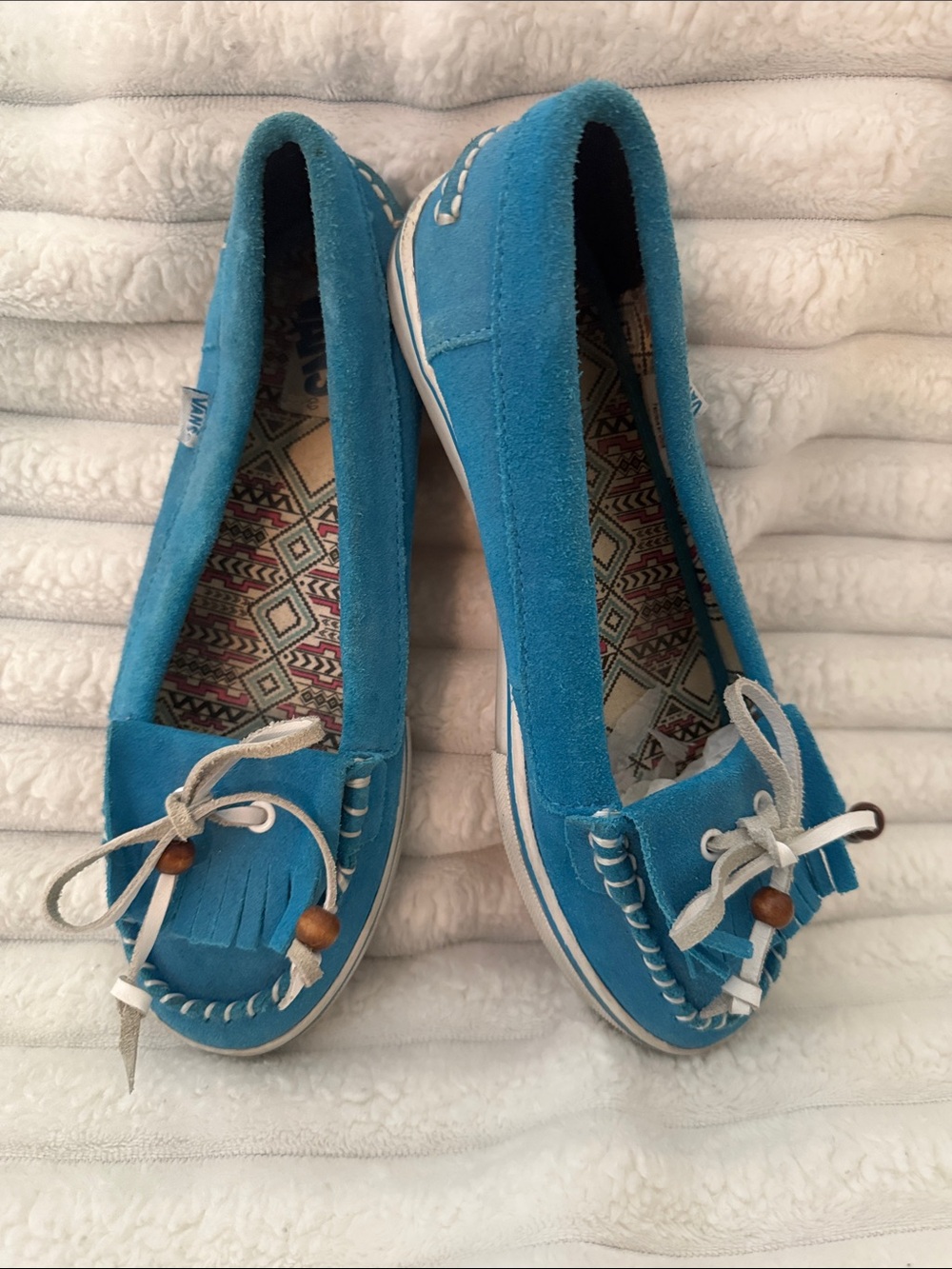 Vans Suede Moccasin Flats with Bead Accent - Women Size 6